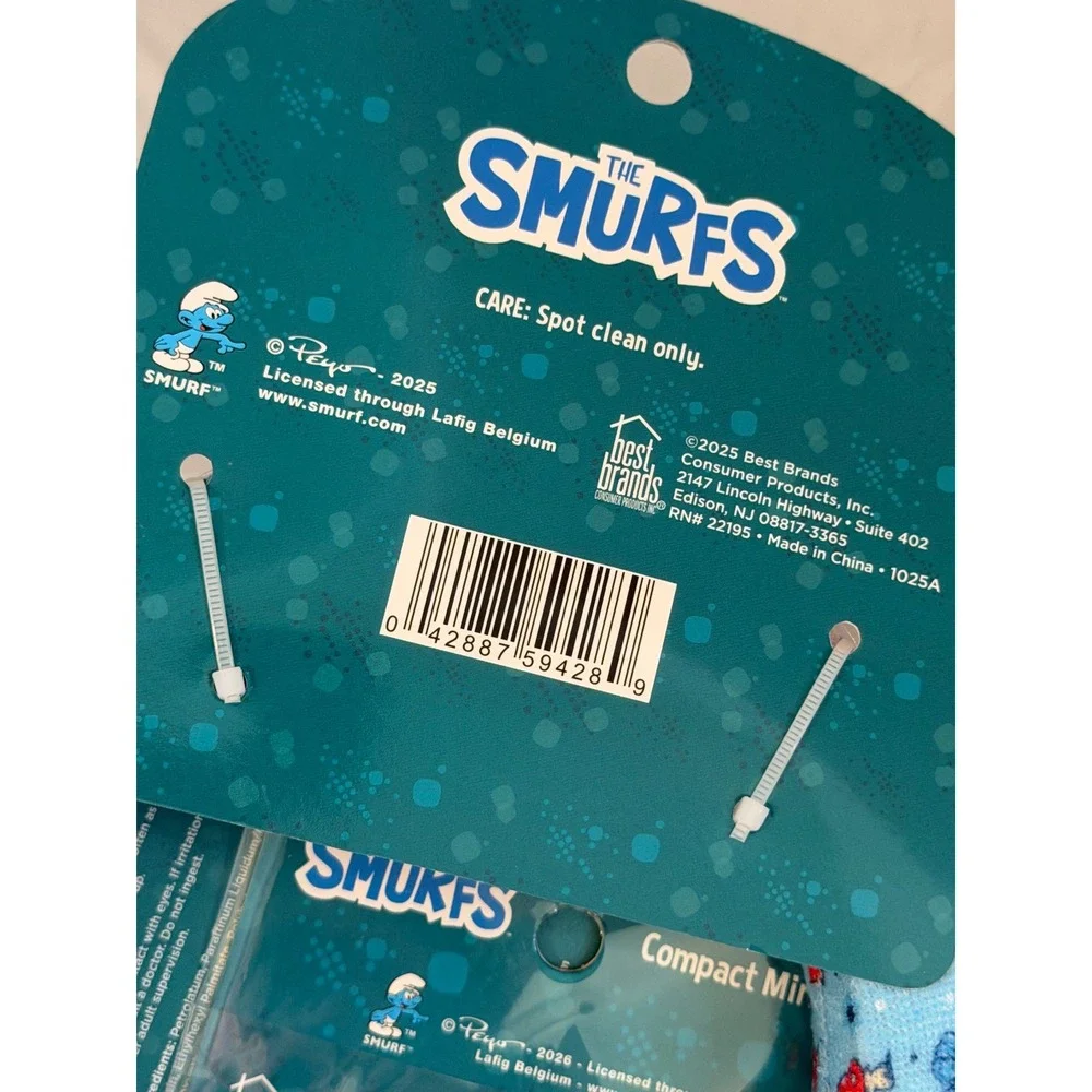 The Smurfs Spa Gift Set Headband Makeup Remover Pads Compact Mirror Lip Balm NEW